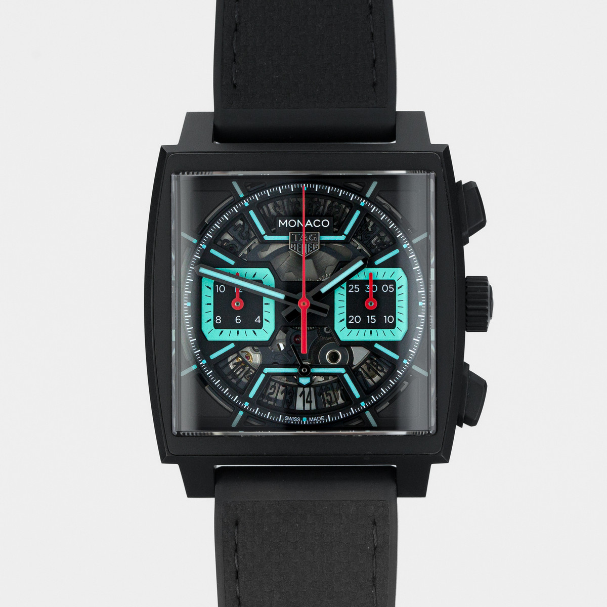 Monaco Chronograph Skeleton - Turquoise Accent & DLC titanium - Image 1