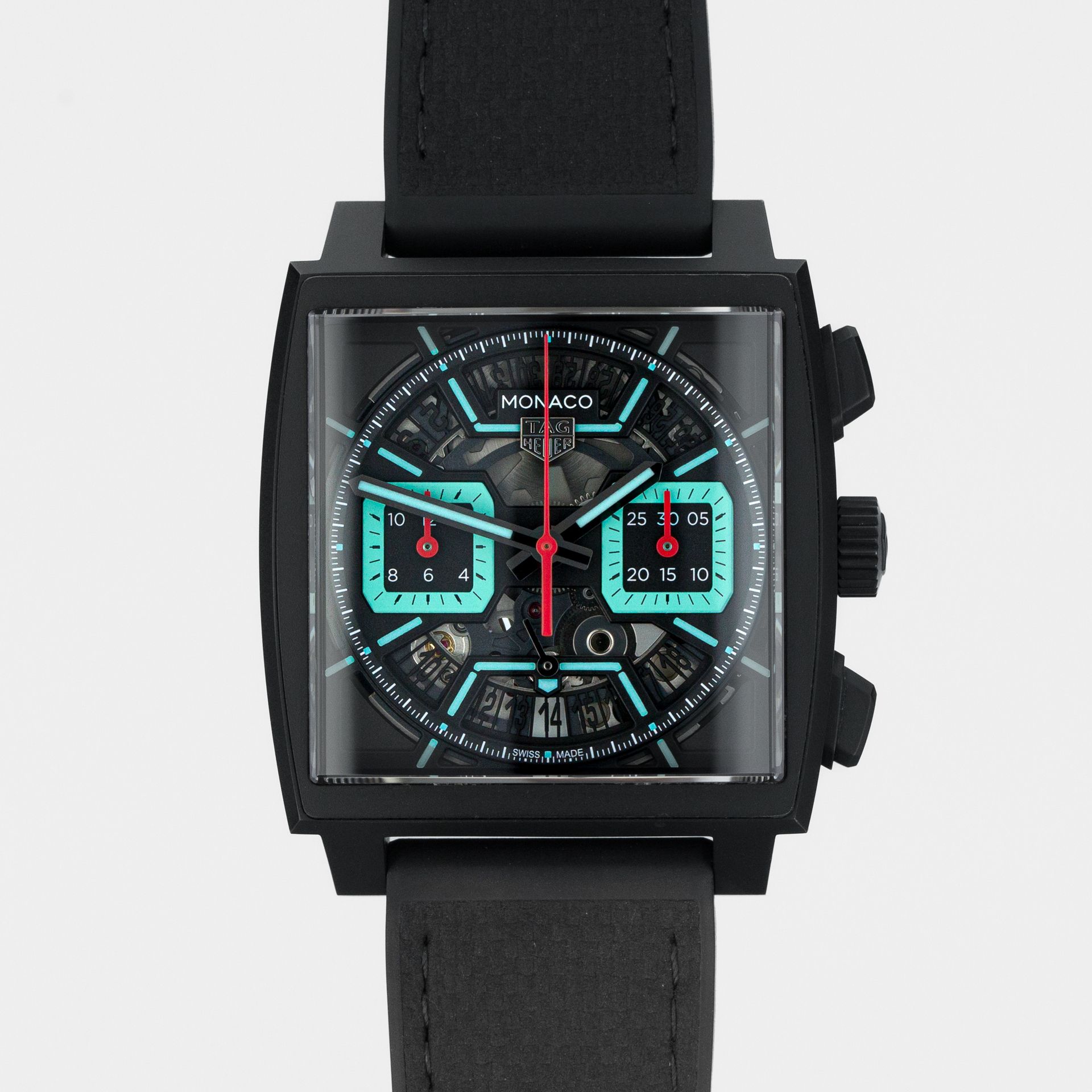 Monaco Chronograph Skeleton - Turquoise Accent & DLC titanium - Image 1