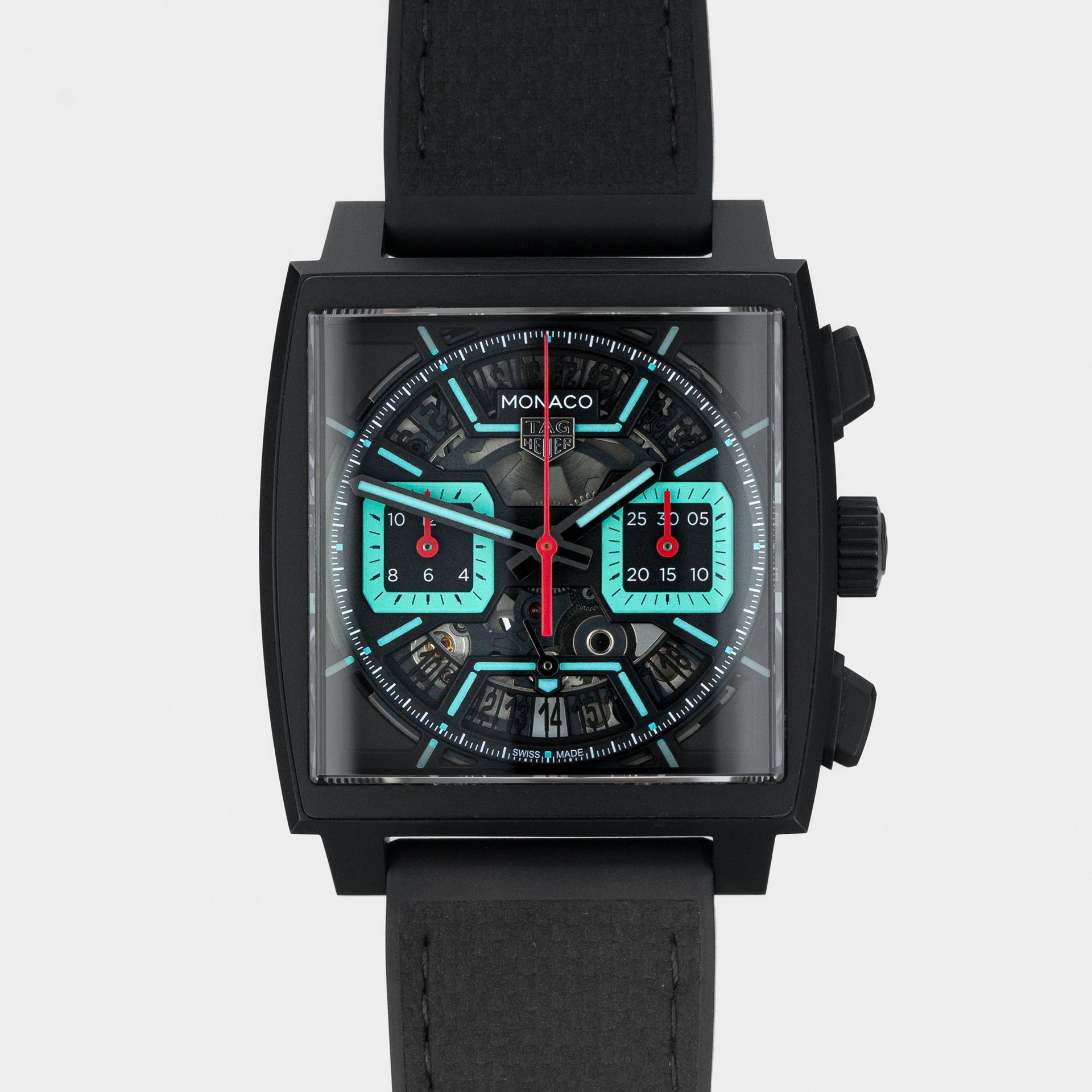TAG Heuer Monaco Chronograph Skeleton - Turquoise Accent & DLC titanium