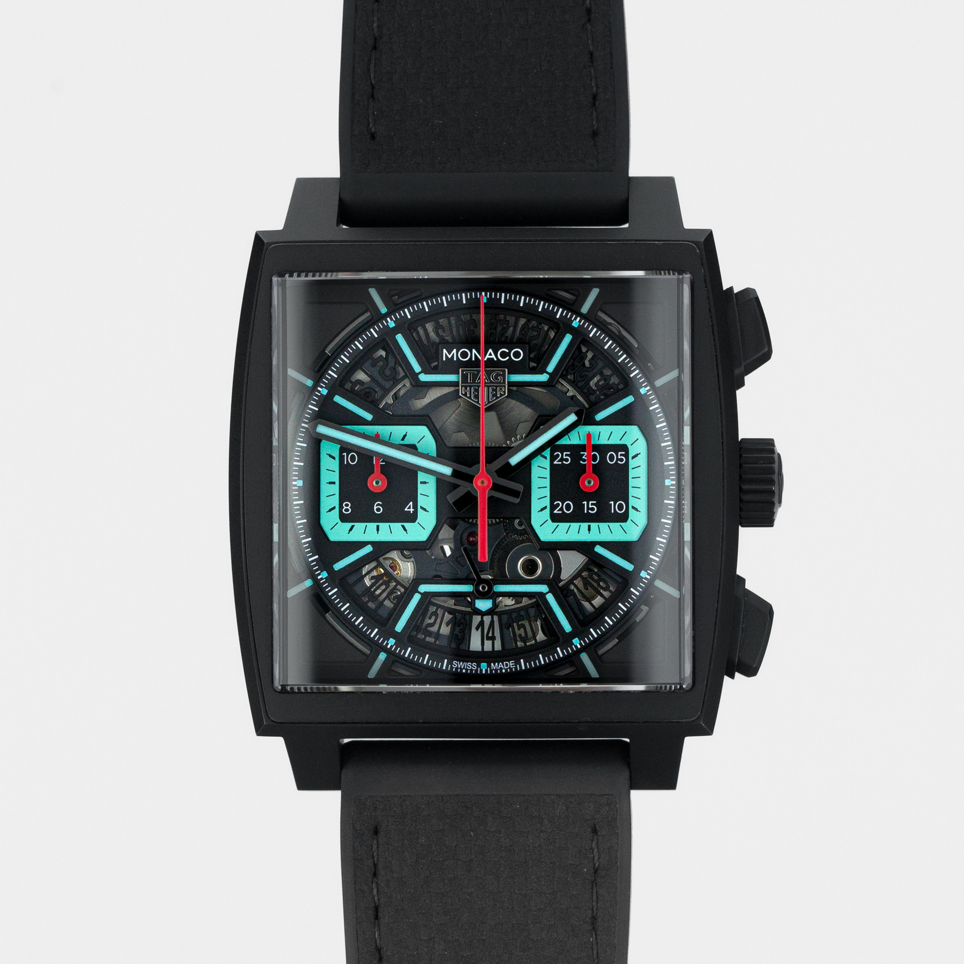 Monaco Chronograph Skeleton - Turquoise Accent & DLC titanium - Image 1