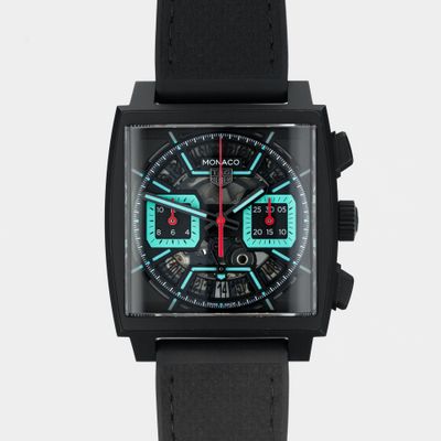 TAG Heuer Monaco Chronograph Skeleton - Turquoise Accent & DLC titanium CBL2184.FT6236 - New/Mint condition, 2025