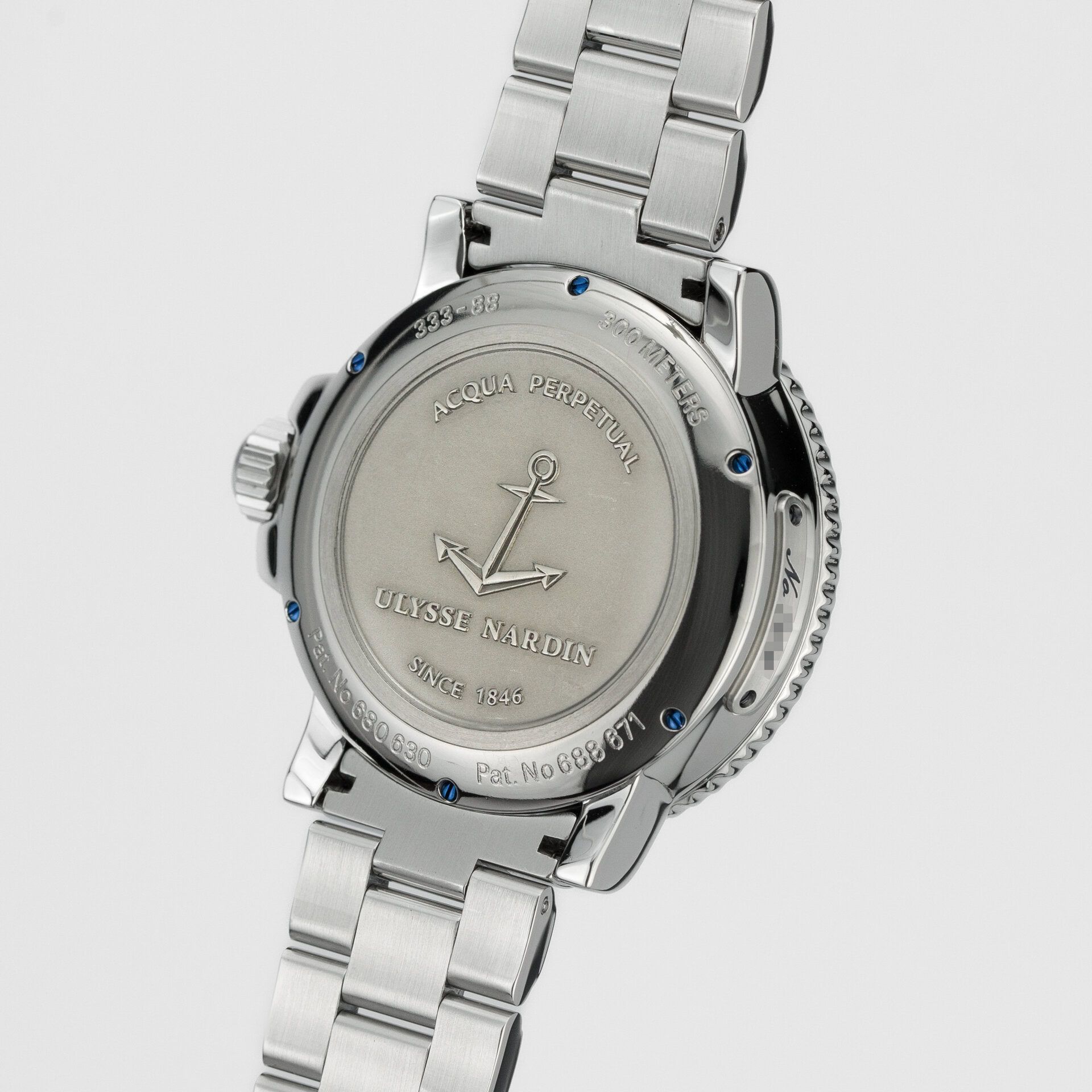Ulysse Nardin Maxi Marine Acqua Perpetual 333-55-7/91 steel Champagne 2000 - Diagonal back view