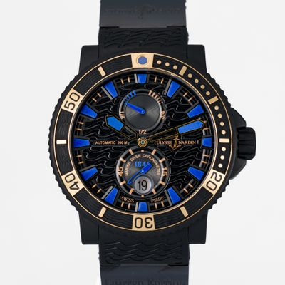 Ulysse Nardin Maxi Marine Diver Black Sea Rubber + Rose Gold - Limited edition 263-92LE-3C/923-RG - Very Good condition