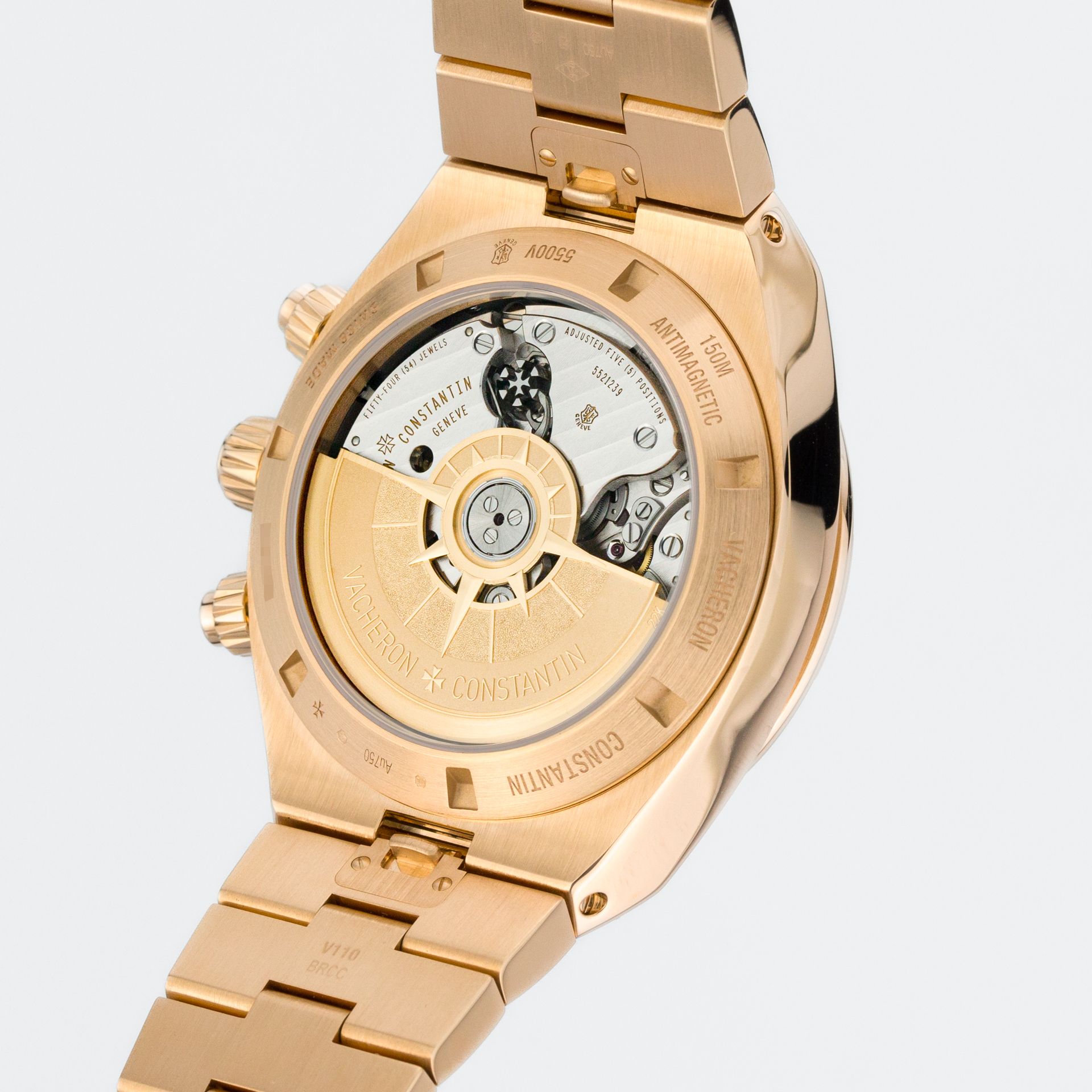 Vacheron Constantin Overseas Chronograph - Full Rose Gold (on bracelet) 5500V/000R-B074 rose gold Silver 2022 - Diagonal back view
