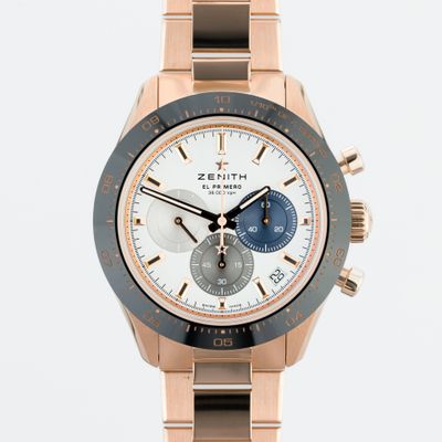 Front view of Zenith Chronomaster Sport Rose Gold on Bracelet - Very Good condition luxury timepiece Zenith Chronomaster Sport Rose Gold on Bracelet 18.3100.3600/69.C920 - Very Good condition, 2022